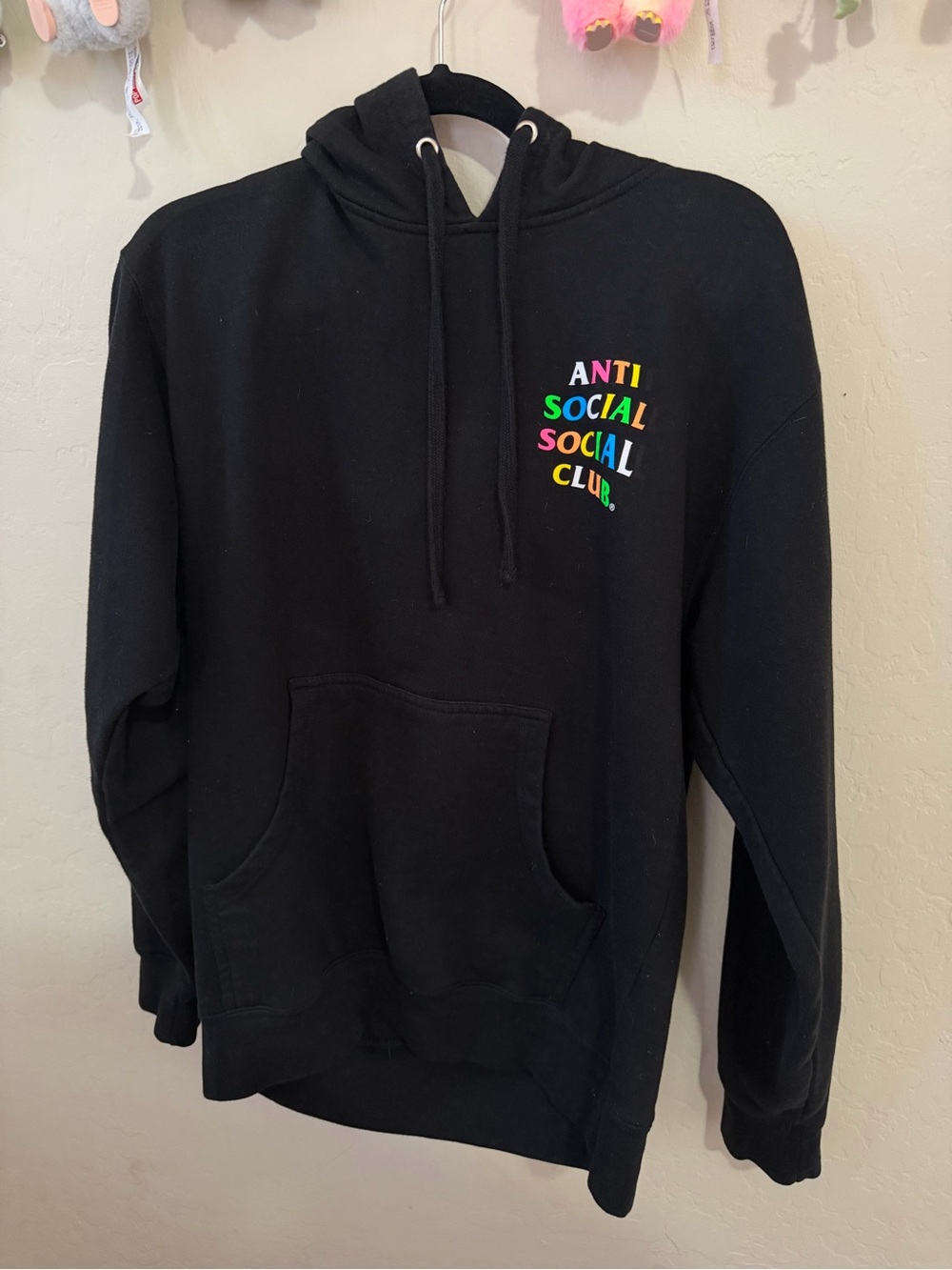 Anti Social Social Club Black Hoodie with Multicolor Chest Logo